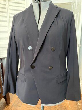 Theory Black Precision Ponte Double Breasted Blazer Size 12
